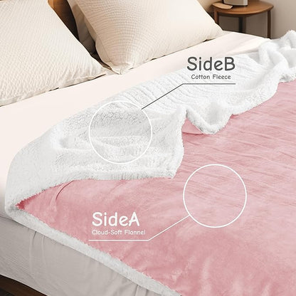 Electric Heated Blanket Queen Size 84"x90", Soft Flannel with Dual Controllers & Overheat Protection, 6 Adjustable Heat Settings & 10-Hour Auto-Off Timer, Fast Heating for Winter Comfort, Pink