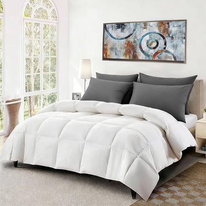 Flat Ultra Thin Bed Pillows Queen Size Pillow Set of 2 Extra Soft Down Alternative for Stomach Side Back Sleeper Dark Grey 20x30inches