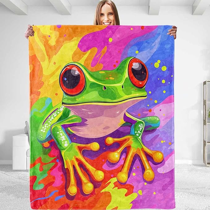Frog Blanket - Plush, Soft, Comfy, Lightweight, Warm, Fuzzy, Cozy Flannel Throw Blanket Perfect for Couch, Travel, Bed, Office, Outdoor - 50in×40in(color49)