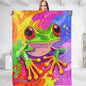 Colorful Frog Blanket,Artistic Decorative Throw with Vibrant and Playful Color Animal,Lightweight Flannel Blankets for Bedroom Living Room Office,Ideal Gifts for Kids Art Lovers 50"x60"