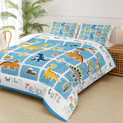 Twin Bed Comforter Sets for Boys Dinosaur，Dinosaur Bedding Set for Girls Teens Kids Boys Adults Room Decor,with 1 Comforter with 2 Pillow Case