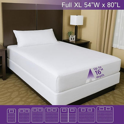 Full Extra Long (XL) Waterproof Mattress Protector - Fitted Sheet Style - Hypoallergenic Premium Quality Cover Protects Against Dust, Allergens