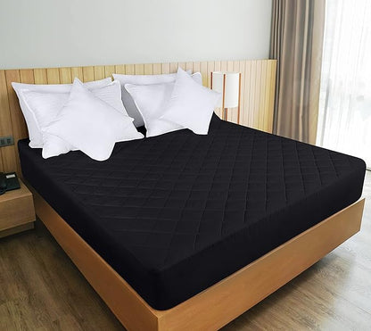 Utopia Bedding Quilted Fitted Mattress Pad, Twin Size, Elastic Fitted Mattress Topper Protector and Cover with Deep Pocket Stretches up to 16 Inches, Machine Washable (Black)