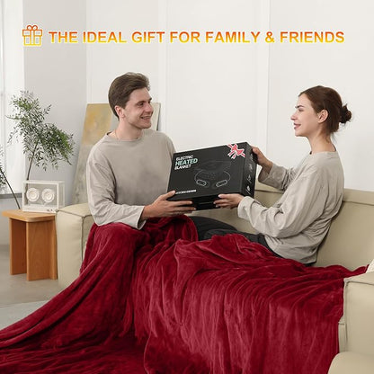 Heated Blanket Electric Blanket Queen Size, Super Soft Cozy Upgraded Flannel Fast Heating Blanket Dual Control with 5 Heating Levels & 10 Hours Auto Off, Machine Washable, 84" x 90", Burgundy
