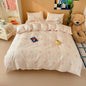 AOJIM Pink Bow Duvet Cover Set 3PCS for Kids Adults, 1 Soft Durable Pure Cotton Comforter Cover Queen Size and 2 Pillowcases, Rainbow Striped Bedding Duvet Cover Set for Room Decor, Machine Washable