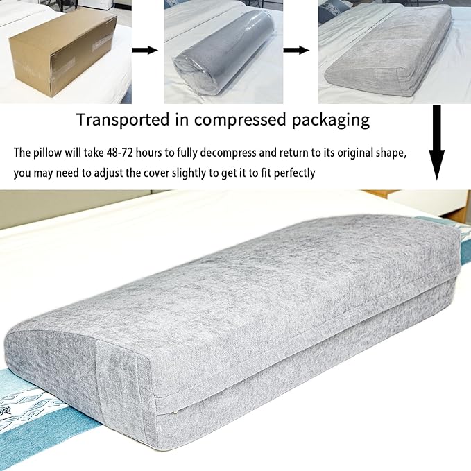 Headboard Wedge Pillow California King Headboard Pillow Memory Foam Reading Pillow Large Headboard Back Cushions for Bed Rest Light Gray