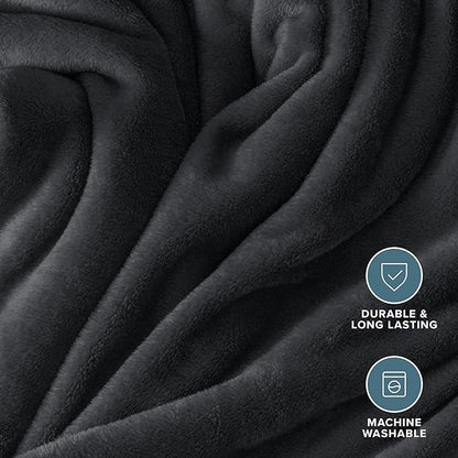 Bare Home Fleece Blanket - Kid Size - Ultra-Soft Lightweight for Bed, Sofa, and Couch - Luxury Microplush - Cozy Warm Blanket (Kid, Black)