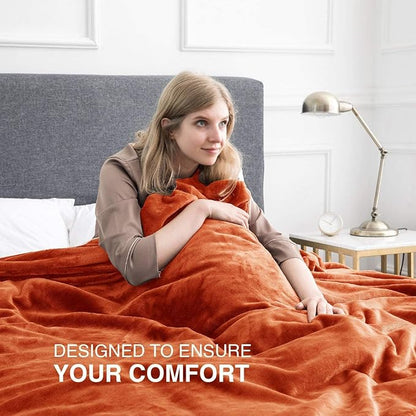 IR Imperial Rooms Fleece Blanket Twin Size 60 x 80 Inches - Super Soft Fluffy Throw Blanket for Sofa and Bed - Warm and Cozy Lightweight 400 GSM Microfiber Bed Throws Blankets (Twin, Rust)