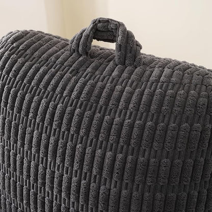 Reading Pillow for Sitting in Bed, Large Backrest Reading Pillow with Arm Rest,Back-Rest Support Cushion for Sit Up on Couch, Sofa, and Floor, Dorm Essentials (Grey Corduroy, Large(19"))