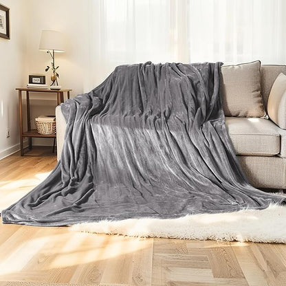 Electric Blanket Full Size 72" x 84" Flannel Heated Blanket,10 Hours Timer Auto-Off,4 Heating Levels, for Bedroom Office Couch, Grey
