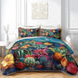 AILONEN Western Cactus Quilt Set King Size,Colorful Cactus Botanical Bedspread Coverlet for Boys Girls,Lightweight,3Pcs Retro Floral Succulent Plant Quilt & 2 Pillowcases