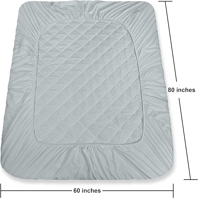 Utopia Bedding Quilted Fitted Mattress Pad, Queen Size, Elastic Fitted Mattress Topper Protector and Cover with Deep Pocket Stretches up to 16 Inches, Machine Washable (Light Grey)