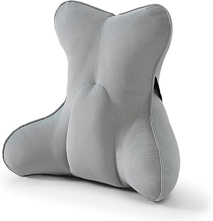 Lumbar Support Pillow – Multi-Functional Ergonomic Back Cushion for Office Chair, Car Seat & Sofa, Reading Pillow with Firm Multi-Zone Support to Relieve Lower Back Pain,Zinc Gray