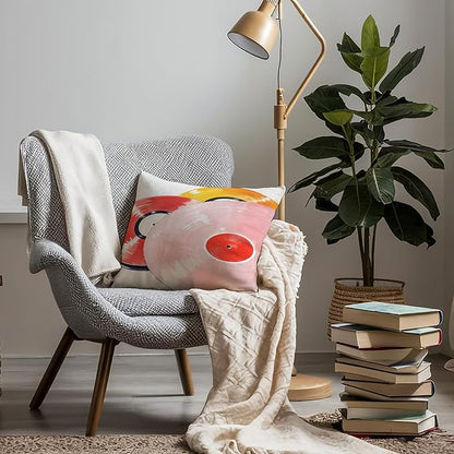 Retro Vinyl Record Pillow Covers 18x18, Vinyl Record Decor, Trendy Retro Colorful Records Decorative Throw Pillow Covers for Music Room Studio Home Bedroom Couch Bed