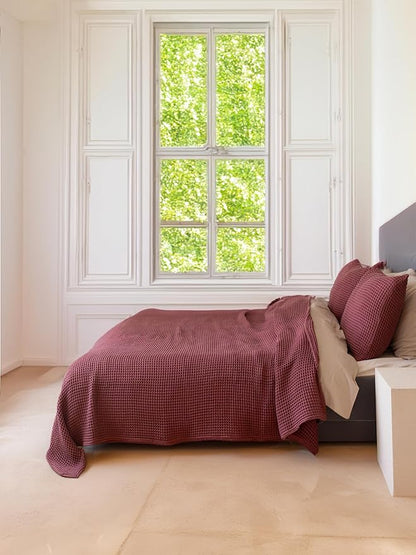 Premium Waffle Blanket Twin Size Red - Premium Quality, 100% Turkish Cotton, Light and Airy Waffle Weave All-Season Quilt - Luxury Decorative Bedspread (Dark Red, Twin 63" x 91" Inch)