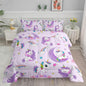 Axolotl Purple Unicorn Comforter Set King Size,Kids Bedding Set for Girls,Cute Unicorn Rainbow Bedding with Stars,3Pcs Cartoon Stars Printed Bed Set 1 Comforter 2 Pillowcases All Seasons