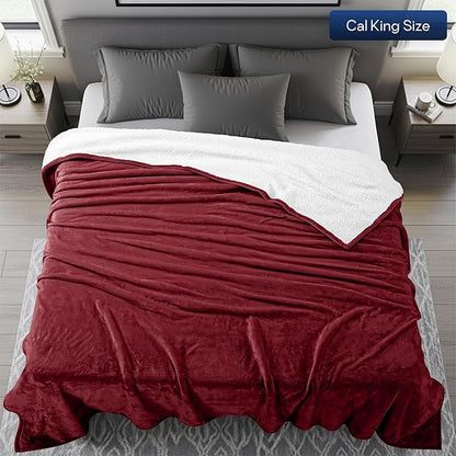 Utopia Bedding Sherpa Blanket California King Size (Red, 102x96 Inches) - Soft Lightweight Plush Fleece Reversible Blanket for Bed, Sofa, Couch, Camping and Travel