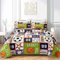 QOOMO Sports Quilt Set King Size,Basketball Bedspread Coverlet Set,Football 3Pcs Bedding Set Printed Quilt with 2 Pillowcases,Soft and Lightweight,for All Seasons