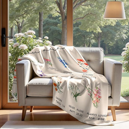 Christian Gifts for Women Religious Flowers Blanket Floral Throw Blanket Birthday Gifts for Women Inspirational Gifts Blanket for Girls, Friend, Mom 60" x 80"