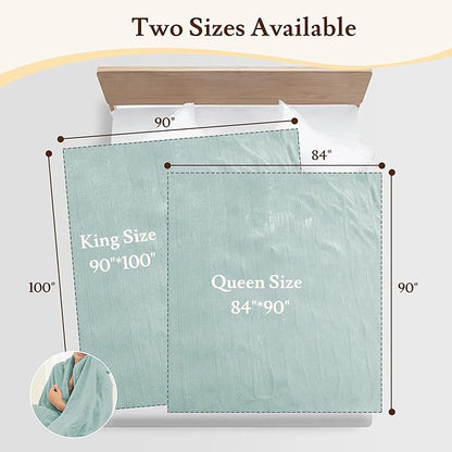 Electric Heated Blanket 90"x100" King Size - 4 Heat Settings & Dual Controllers, 10H Auto Shut Off, Ultra-Soft Coral Fleece Heated Blanket with Overheat Protection, Mint Green
