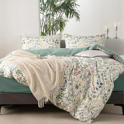 Jane yre Floral King Duvet Cover Brushed Microfiber 3 Pieces Floral Bedding Set King Garden Style Red Floral Pattern Flower King Duvet Cover with Zipper Closure Luxury Soft Breathable Comfy