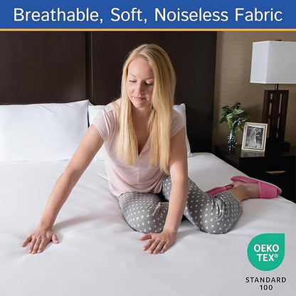 Full Extra Long (XL) Mattress Protector Zippered Waterproof Encasement Hypoallergenic Premium Quality Cover Protects Against Dust Allergies White