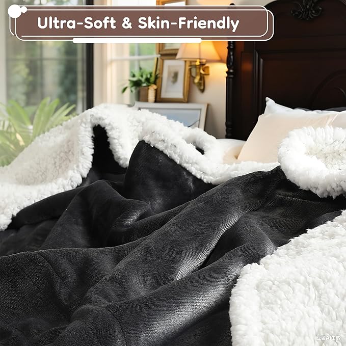 Electric Heated Blanket Throw Size - 50"x60", Soft Flannel Heating Blanket, 4 Heating Levels, 3 H Auto Shut Off, Breathable Warm and Washable for Sofa, Dark Grey
