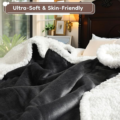 Electric Heated Blanket Throw Size - 50"x60", Soft Flannel Heating Blanket, 4 Heating Levels, 3 H Auto Shut Off, Breathable Warm and Washable for Sofa, Dark Grey