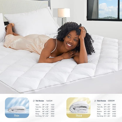 Sunflower Quilted Queen Mattress Protector, Mattress Pad Queen, Cotton Mattress Cover Waterproof, 18-22" Extra Deep Pocket Thin Version, Hypoallergenic Soft Durable