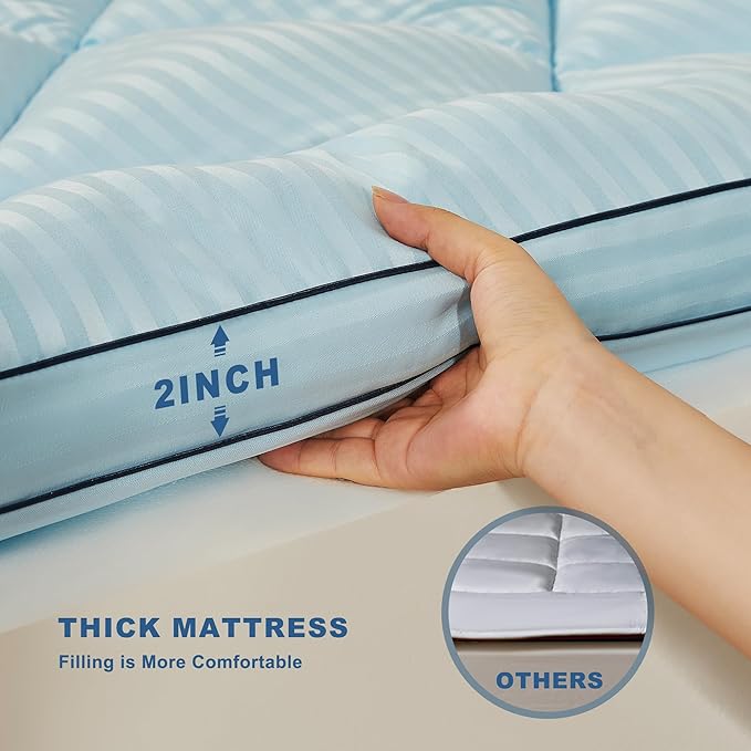 BEDLORE Full Mattress Topper, Thick Pillow Top Pad for Back Pain Relief, Soft Mattress Cover with Deep Pockets 6-15 inch