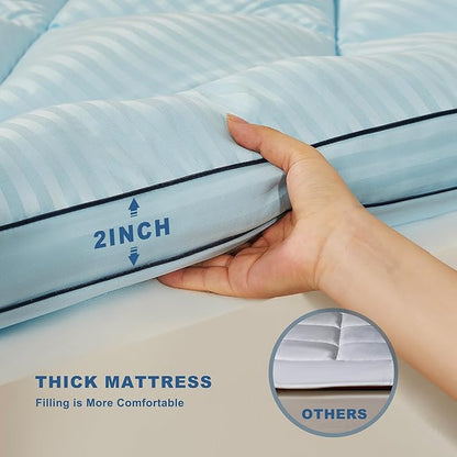 BEDLORE King Mattress Topper, Thick Pillow Top Pad for Back Pain Relief, Soft Mattress Cover with Deep Pockets 6-18 inch