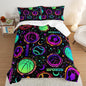 Ball Games Bedding Basketball Football Baseball Full Comforter Set,Colorful Neon Stars and Moon Bedding Set for Kids Girls Boys Room Decor,Sports Aesthetic Bedding Sets with 2 Pillowcases.
