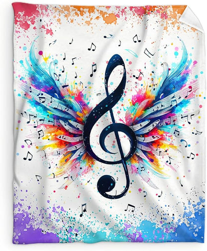Music Blanket for Kids Teens Adults, 40x50 Inches Music Note Throw Blanket Gifts for Music Lovers Boys Girls, Soft Fuzzy Flannel Blanket Music Decor for Bed Couch Sofa Home