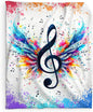 Music Blanket for Kids Teens Adults, 40x50 Inches Music Note Throw Blanket Gifts for Music Lovers Boys Girls, Soft Fuzzy Flannel Blanket Music Decor for Bed Couch Sofa Home