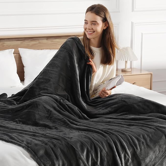 Electric Blanket Queen Heated Blanket Queen Size 84''X90'' - Soft Plush Flannel with Dual Controllers, 5 Heating Level & 10 Hour Auto Off, ETL Certified, Warm Gifts for Grandma(Charcoal Grey)