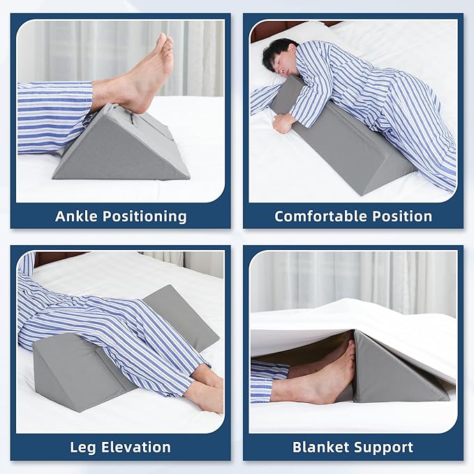 TYYIHUA 34" Wedge Pillow for Side Sleeping,Training for Side Sleeping with Detachable Small Wedge Pillow,Positioning Wedge for Side Sleeper,Back Support,Reducing Snoring,Preventing Bedsores