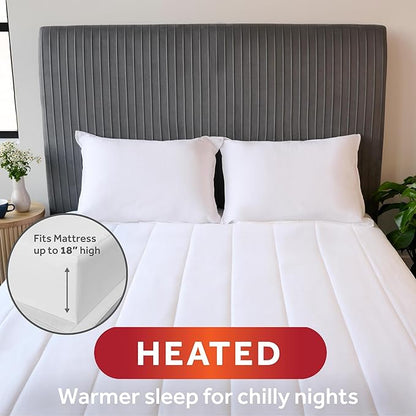 Sunbeam Electric Restful Quilted Heated Mattress Pad King 80" x 76" 12 Heat Settings 12-Hour Auto Shut-Off Extra-Cozy Fabric Deep Pocket Fit Machine Washable