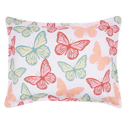 Amazon Basics Kid's Soft, Easy Care Microfiber Bed-in-a-Bag 5-Piece Bedding Set, Twin, Butterfly Friends