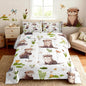 Lovely Otter Comforter Set Watercolor Green Lotus Leaf Plants Bedding Set for Kids Boys Girls Teens Cartoon Wild Butterfly Dragonfly Animals Microfiber Duvet Set with 2 Pillowcases Full Size 3 Pcs