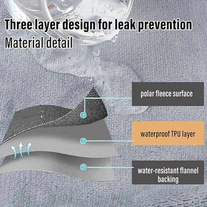 Waterproof Blanket for Bed, 80"x90" Leak-Proof Design, Reversible & Washable King Size Waterproof Blanket, Large Water Resistant Blankets, Reusable (Black/Light Grew)