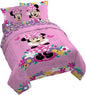 Jay Franco Kids Comforter Set Includes Sheets and Pillow Covers - Soft and Cozy Bed Set for Stylish Room Decor, Pink - Minnie Mouse 02, 7 Piece Queen Size Bedding