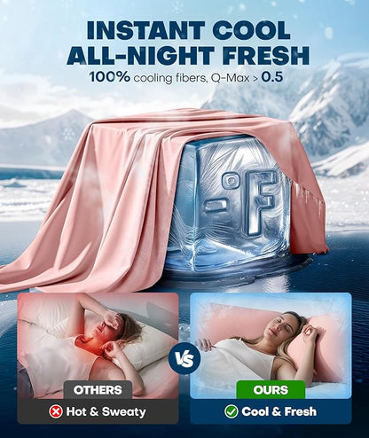 Ice Cooling Body Pillowcase for Hot Sleepers – Stays Cool All Night, Silky Touch Long Body Pillow Cases with Invisible Zipper, Soft & Breathable Body Pillow Cover, Gift for Men Women - 20"x54", Pink