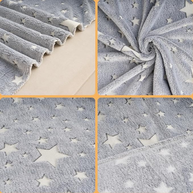 Glow in The Dark Blanket,Toddler Blankets for Boys, 60 x 50in Stars Throw Blanket Toys, Kids Blankets, for 1-10 Year Old Girl Easter Christmas Birthday Thanksgiving