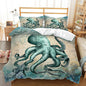 CVHOUSE Octopus Duvet Cover Twin Size,Sea Animal Mediterranean Style Design Bedding Set,Ocean Comforter for Kids Teens,1 2 Pillowcases 3 Piece Twin 71'x87'
