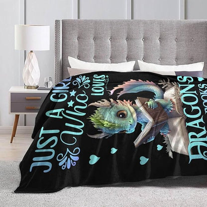 Dragon Blanket for Boys Girls, Cute Dragon Themed Design Printed Throw Blankets for Kids Lap, Chair Sofa, Warm Soft Cozy Blanket, 40"x 50"