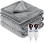 Electric Heated Blanket Queen Size 84"x 90",Dual Control Super Cozy Soft Warm with 6 Heat Levels &1-10 Hours Auto Off, Home Office Use & Machine Washable, Gray