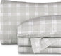 Bare Home Cotton Flannel Sheet Set Prints, 100% Cotton, Velvety Soft Heavyweight - Double Brushed for Softness & Comfort - Deep Pocket - Bed Sheet (Twin, Checkered Plaid - Light Grey)