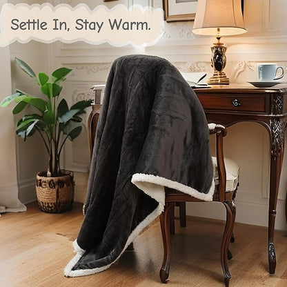 Electric Heated Blanket Throw Size 50"x60", Soft Flannel with Overheat Protection, 6 Adjustable Heat Settings & 3-Hour Auto-Off Timer, Fast Heating for Winter Comfort, Dark Gray