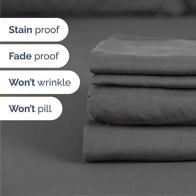 Cal King 6 Piece Sheet Set - Comfy Breathable & Cooling - Ultra-Soft Hotel Luxury Bedding Set w/ 8-16 Inch Deep Pockets - 1 Flat & 1 Fitted Sheet & 4 Pillowcases - Wrinkle Free & Easy Care - Charcoal