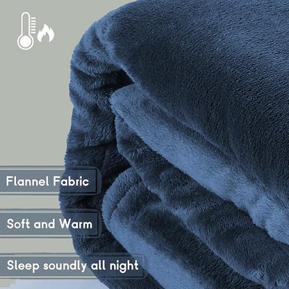 Heated Blanket Electric Throw 50''x60'', 3 Hour Auto Shut-Off 5 Heating Levels Small Warm Soft Flannel Electric Blanket Machine Washable - Navy Blue